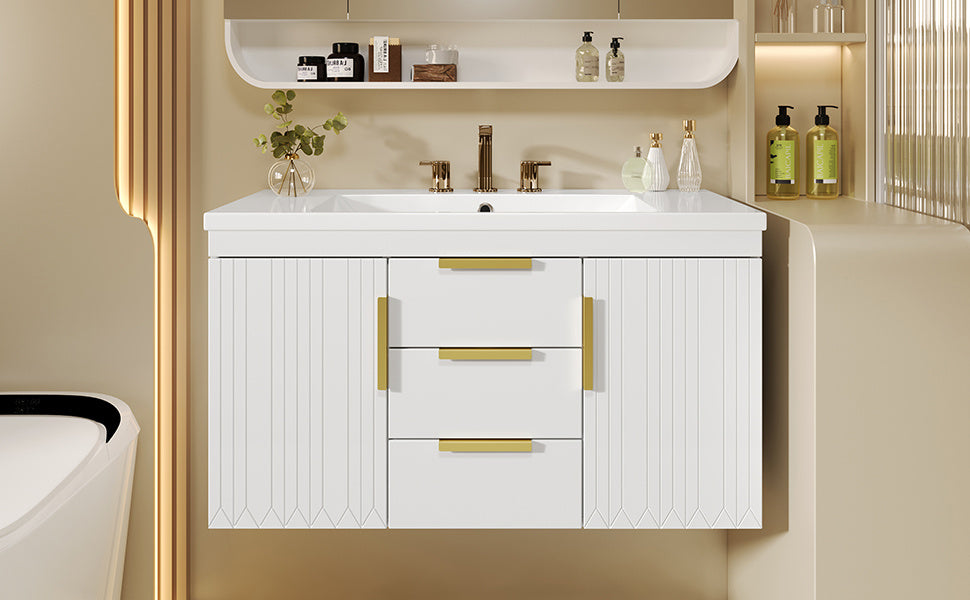 36'' Wall Mounted Bathroom Vanity, Floating Bathroom Storage Cabinet with 2 Drawers (Same as N710S236003K)
