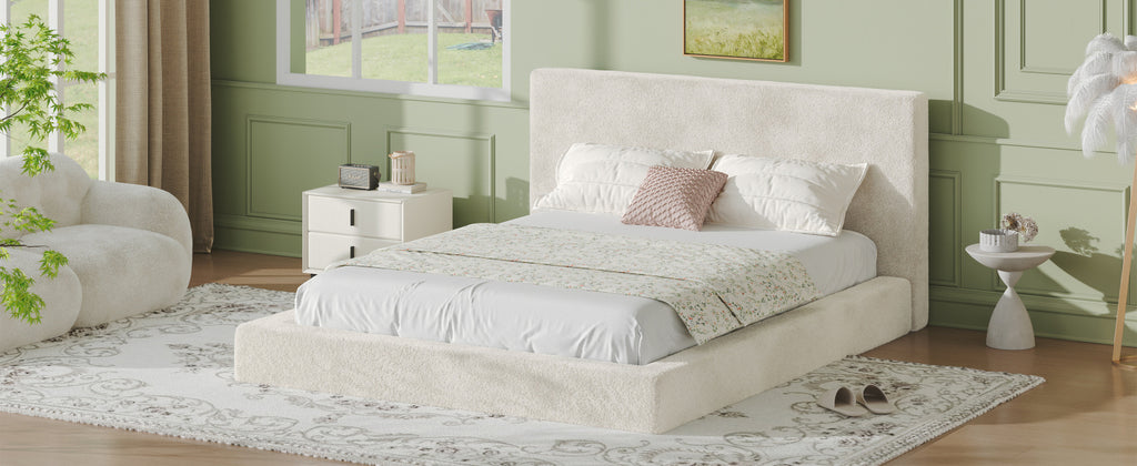 AirFrame Queen Frameless Bed Surround, 8.7'' Cloud Upholstered sponge cushion, Easy Assembly (Excluding bed frame), Off-white.