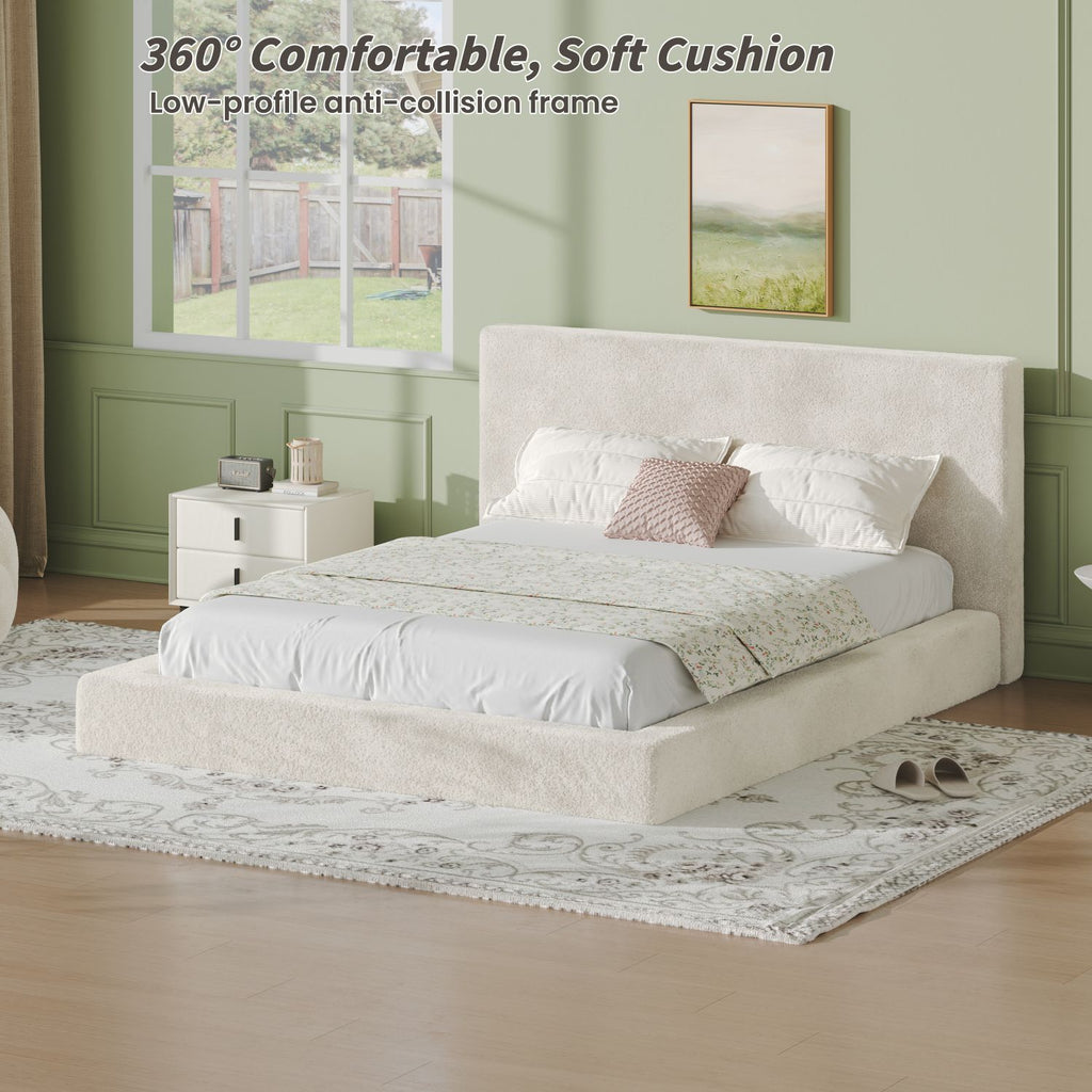 AirFrame Queen Frameless Bed Surround, 8.7'' Cloud Upholstered sponge cushion, Easy Assembly (Excluding bed frame), Off-white.