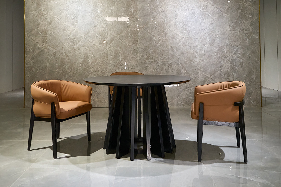 Modern Black Round Wooden Dining Table