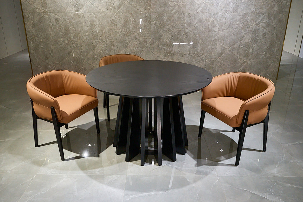 Modern Black Round Wooden Dining Table