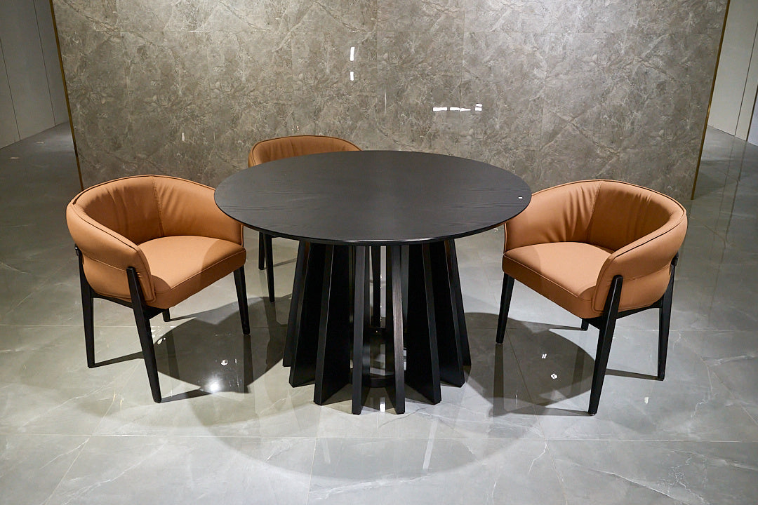 Modern Black Round Wooden Dining Table