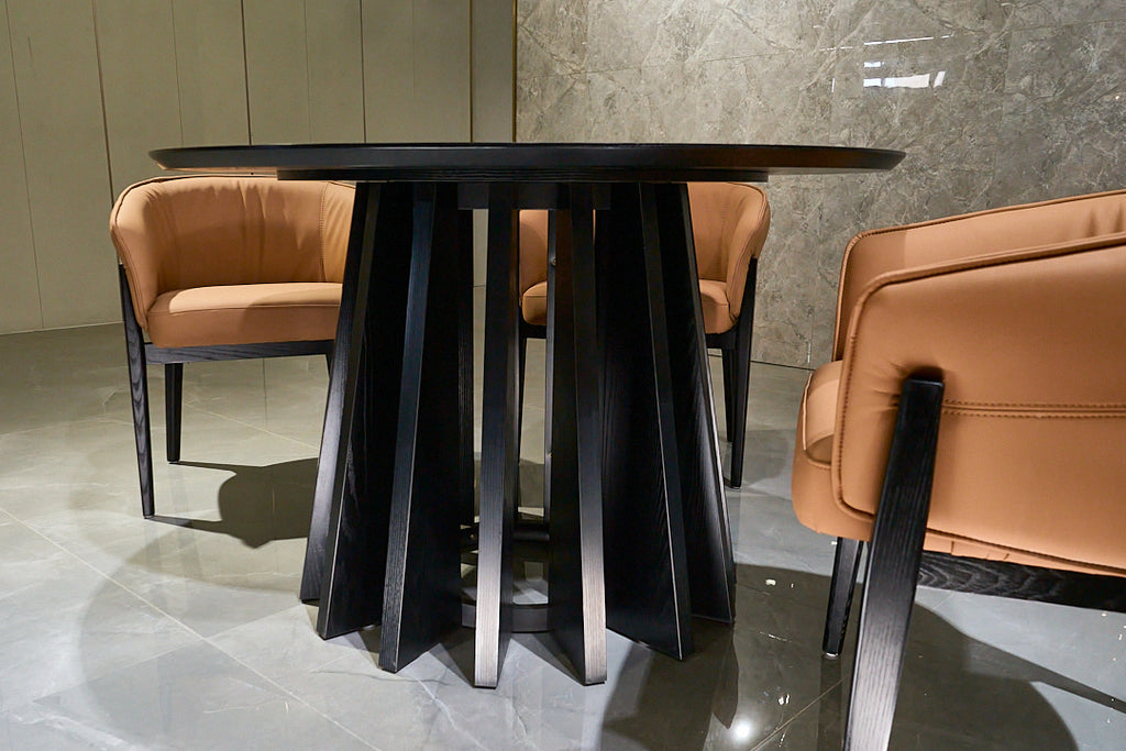 Modern Black Round Wooden Dining Table