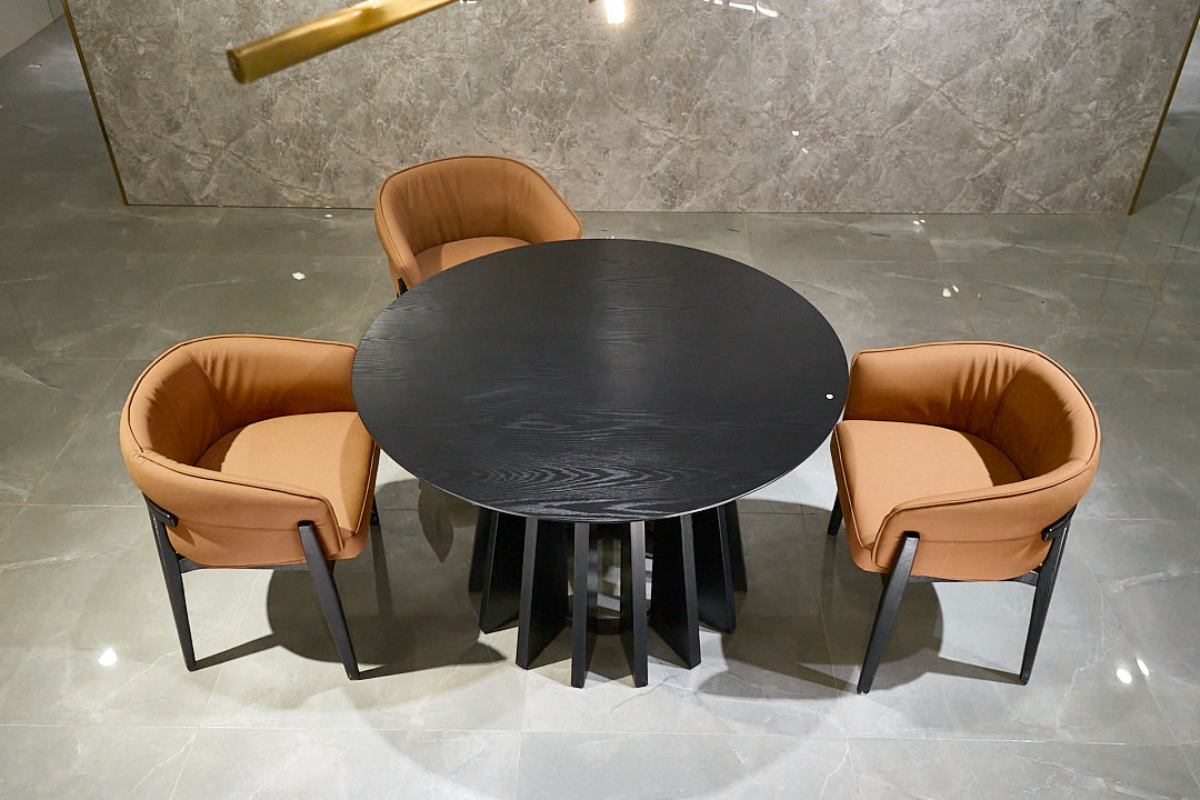 Modern Black Round Wooden Dining Table