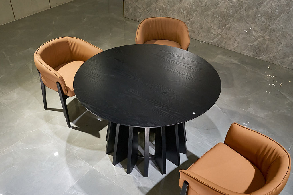 Modern Black Round Wooden Dining Table