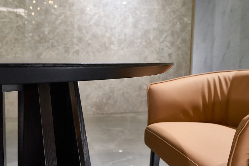 Modern Black Round Wooden Dining Table