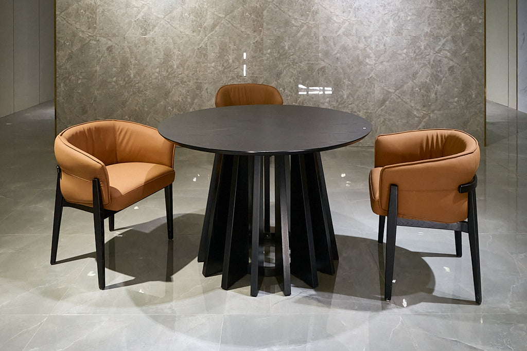 Modern Black Round Wooden Dining Table