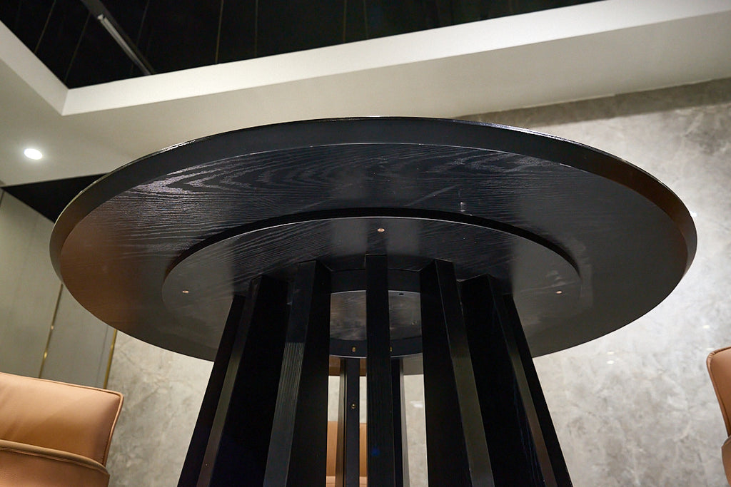 Modern Black Round Wooden Dining Table