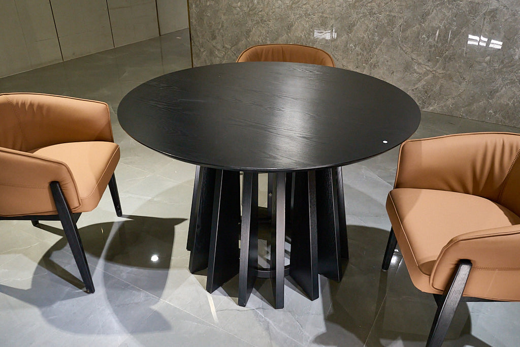 Modern Black Round Wooden Dining Table