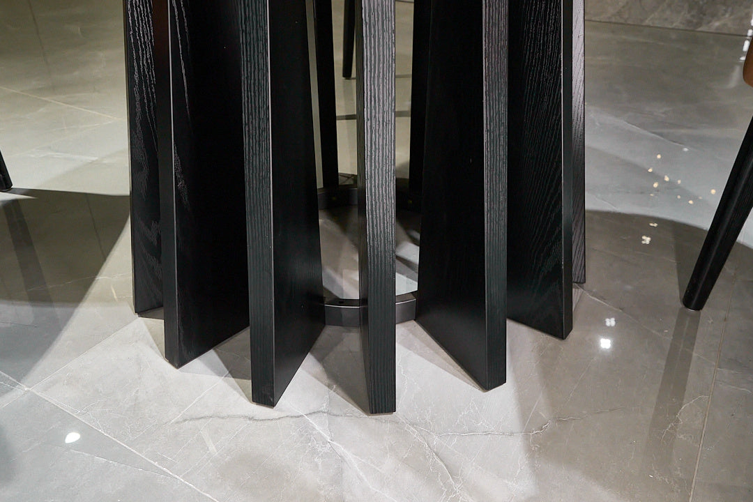 Modern Black Round Wooden Dining Table