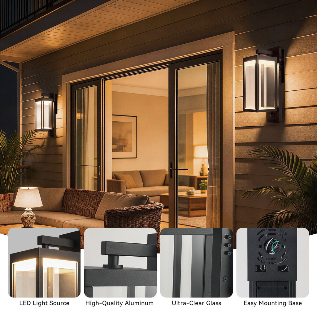Outdoor Motion Sensor Light, Dusk to Dawn Outdoor Wall Lights,15 '' Black Exterior Lighting Fixtures Sconce, LED Waterproof Wall Lantern Lamps,Porch Light for House Garage, Patio, Doorway, Anti-Rust