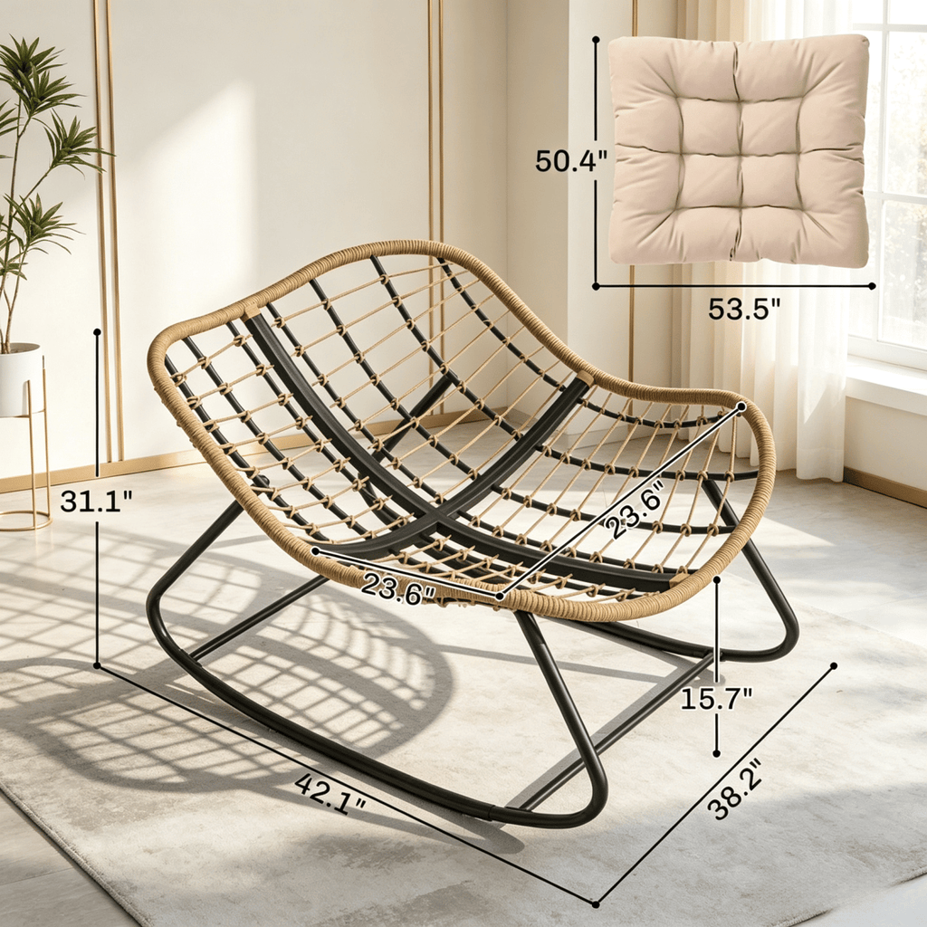 Rocking Egg Chair, Oversized Design with Cushion, Indoor Outdoor Furniture for Backyard, Patio, Garden