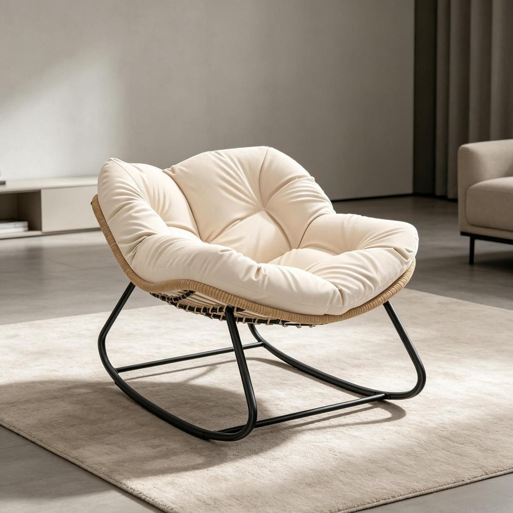 Rocking Egg Chair, Oversized Design with Cushion, Indoor Outdoor Furniture for Backyard, Patio, Garden