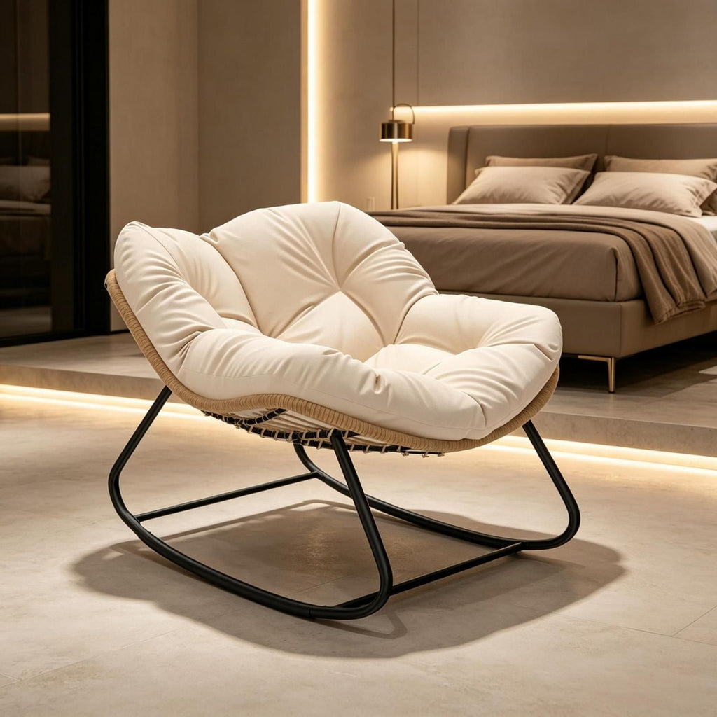 Rocking Egg Chair, Oversized Design with Cushion, Indoor Outdoor Furniture for Backyard, Patio, Garden