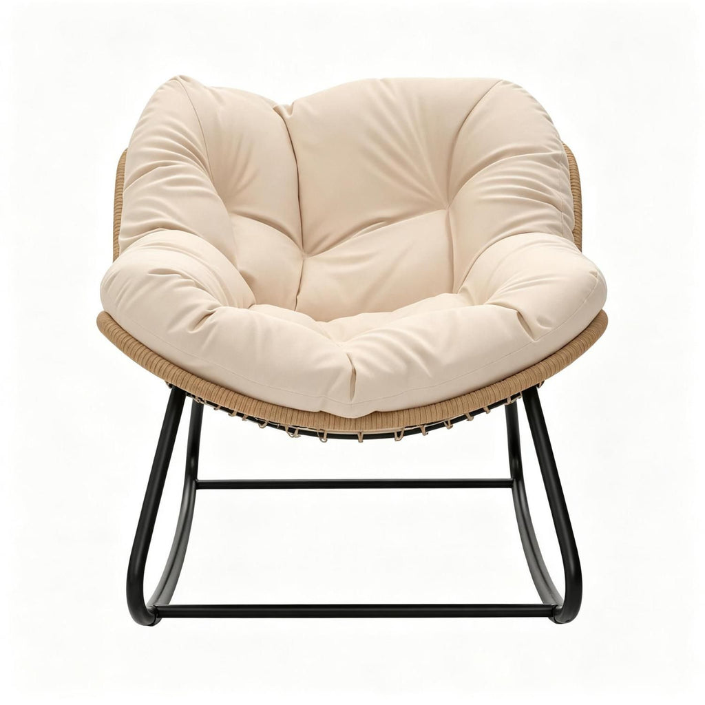 Rocking Egg Chair, Oversized Design with Cushion, Indoor Outdoor Furniture for Backyard, Patio, Garden