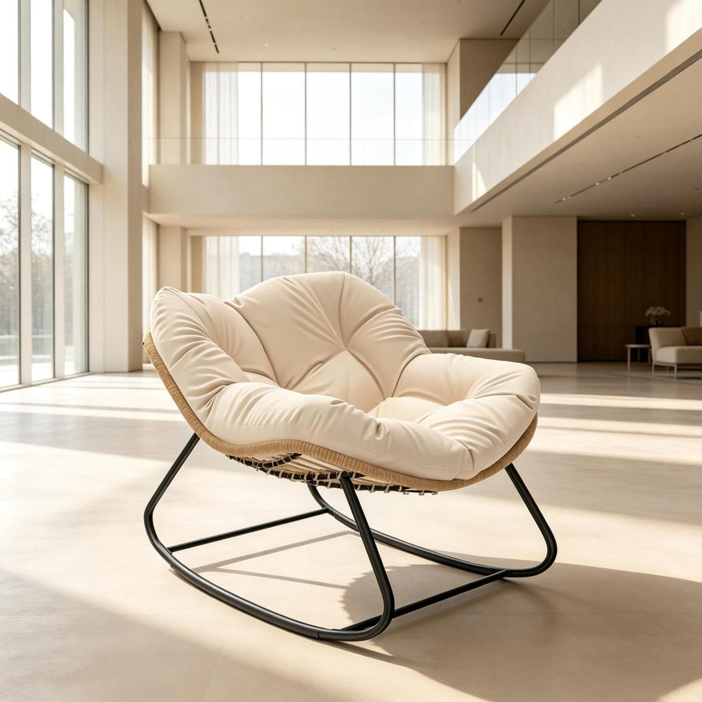 Rocking Egg Chair, Oversized Design with Cushion, Indoor Outdoor Furniture for Backyard, Patio, Garden
