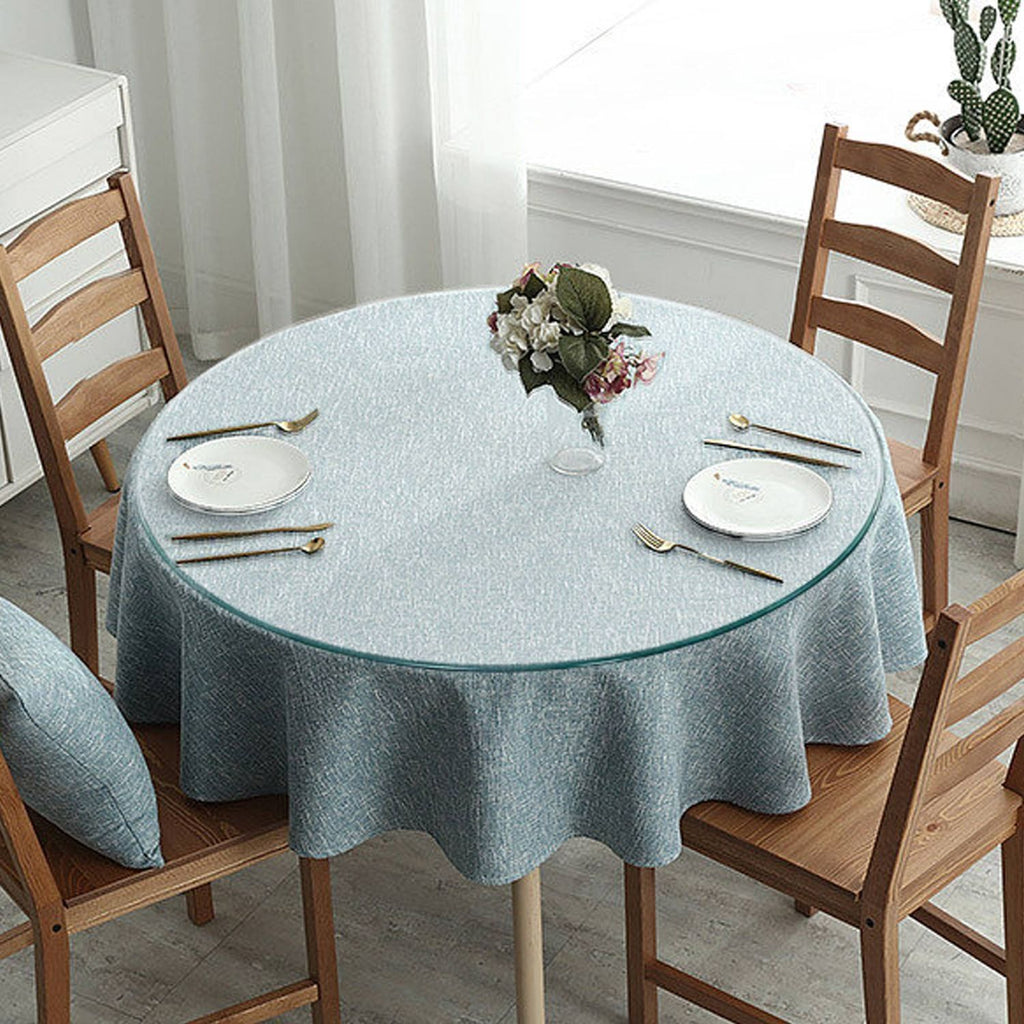 size: 27.95 inches,Tempered glass tabletop circular transparent tabletop circular glass tabletop circular glass plate.