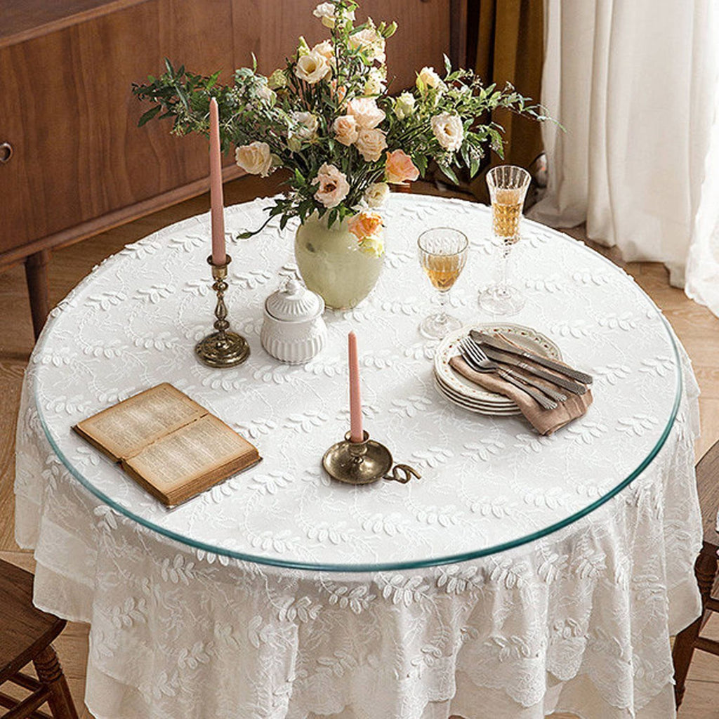size: 27.95 inches,Tempered glass tabletop circular transparent tabletop circular glass tabletop circular glass plate.
