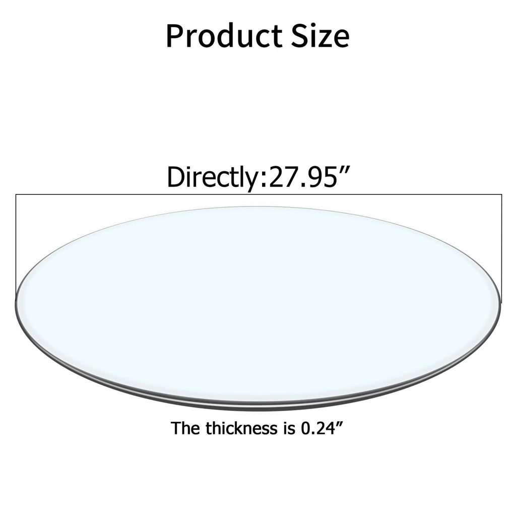 size: 27.95 inches,Tempered glass tabletop circular transparent tabletop circular glass tabletop circular glass plate.