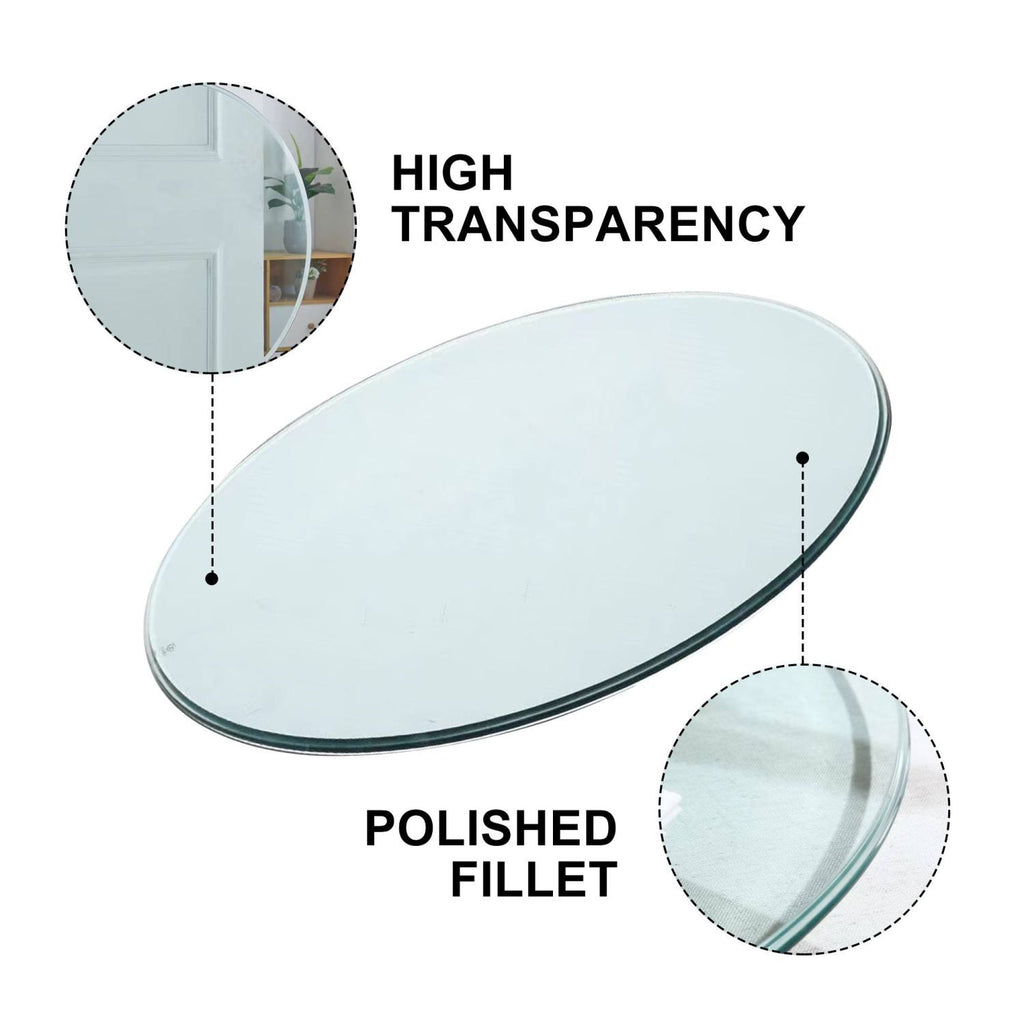 size: 27.95 inches,Tempered glass tabletop circular transparent tabletop circular glass tabletop circular glass plate.