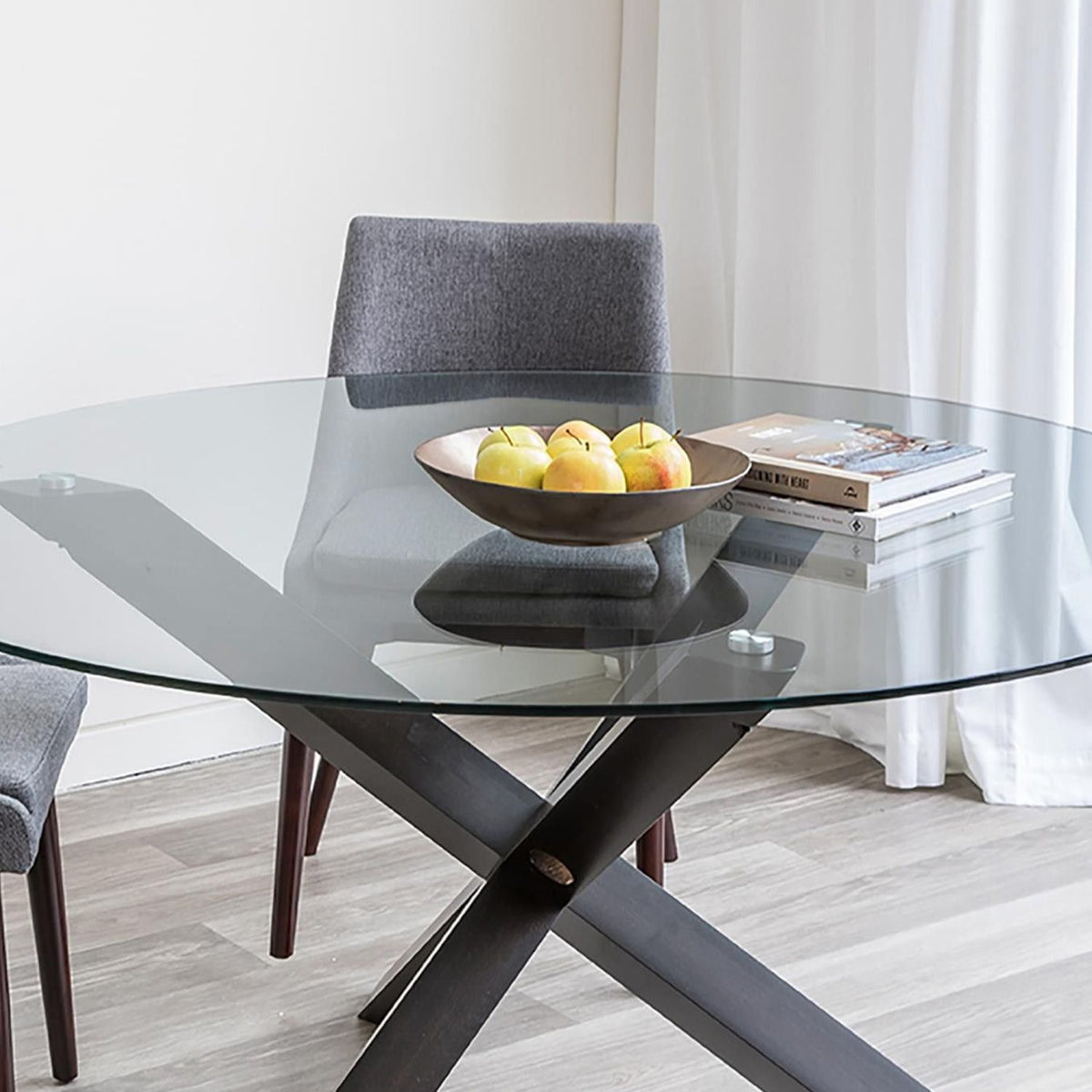 size: 27.95 inches,Tempered glass tabletop circular transparent tabletop circular glass tabletop circular glass plate.