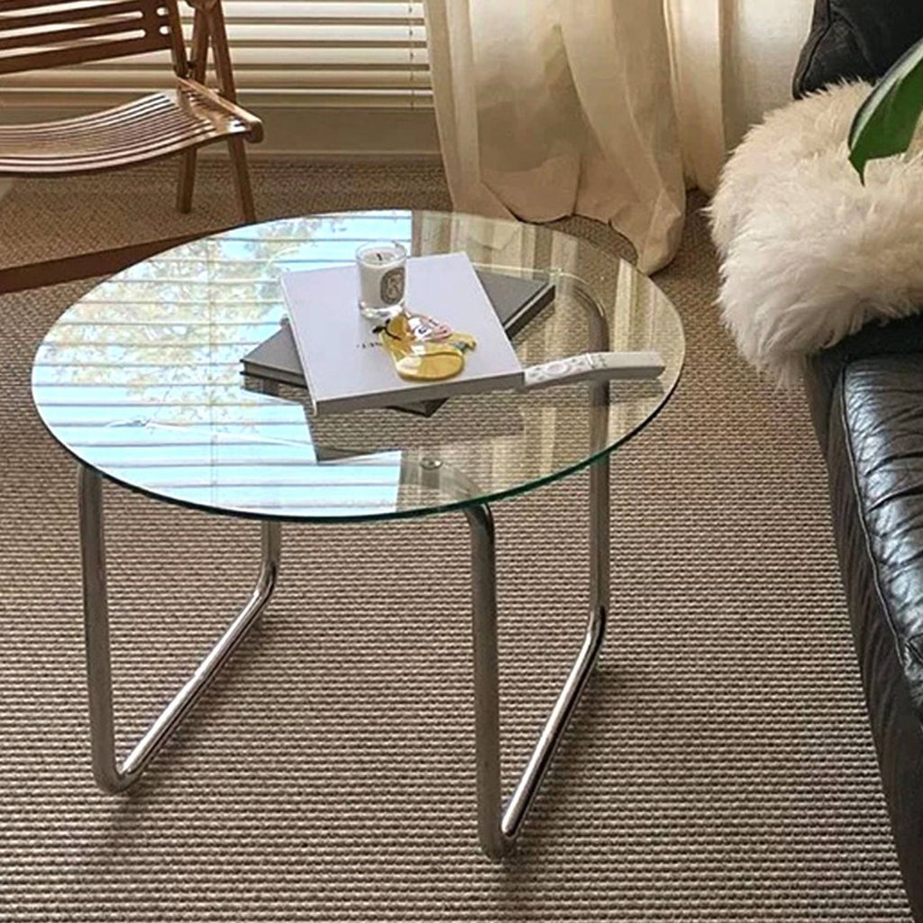size: 27.95 inches,Tempered glass tabletop circular transparent tabletop circular glass tabletop circular glass plate.