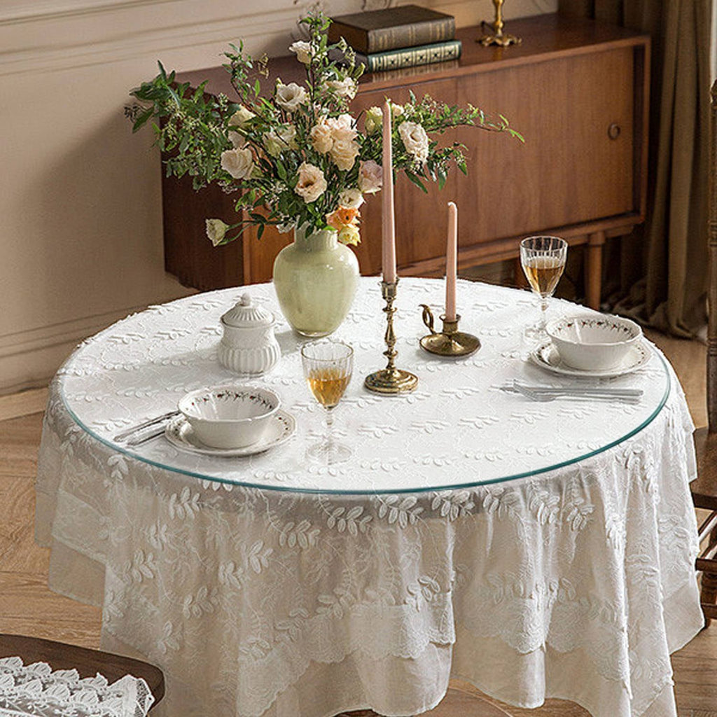 size: 27.95 inches,Tempered glass tabletop circular transparent tabletop circular glass tabletop circular glass plate.