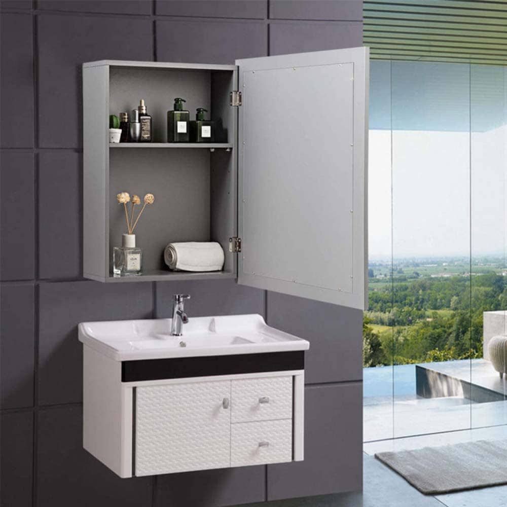 Mirrored Bathroom Medicine Cabinet with Single Door and Adjustable Shelf