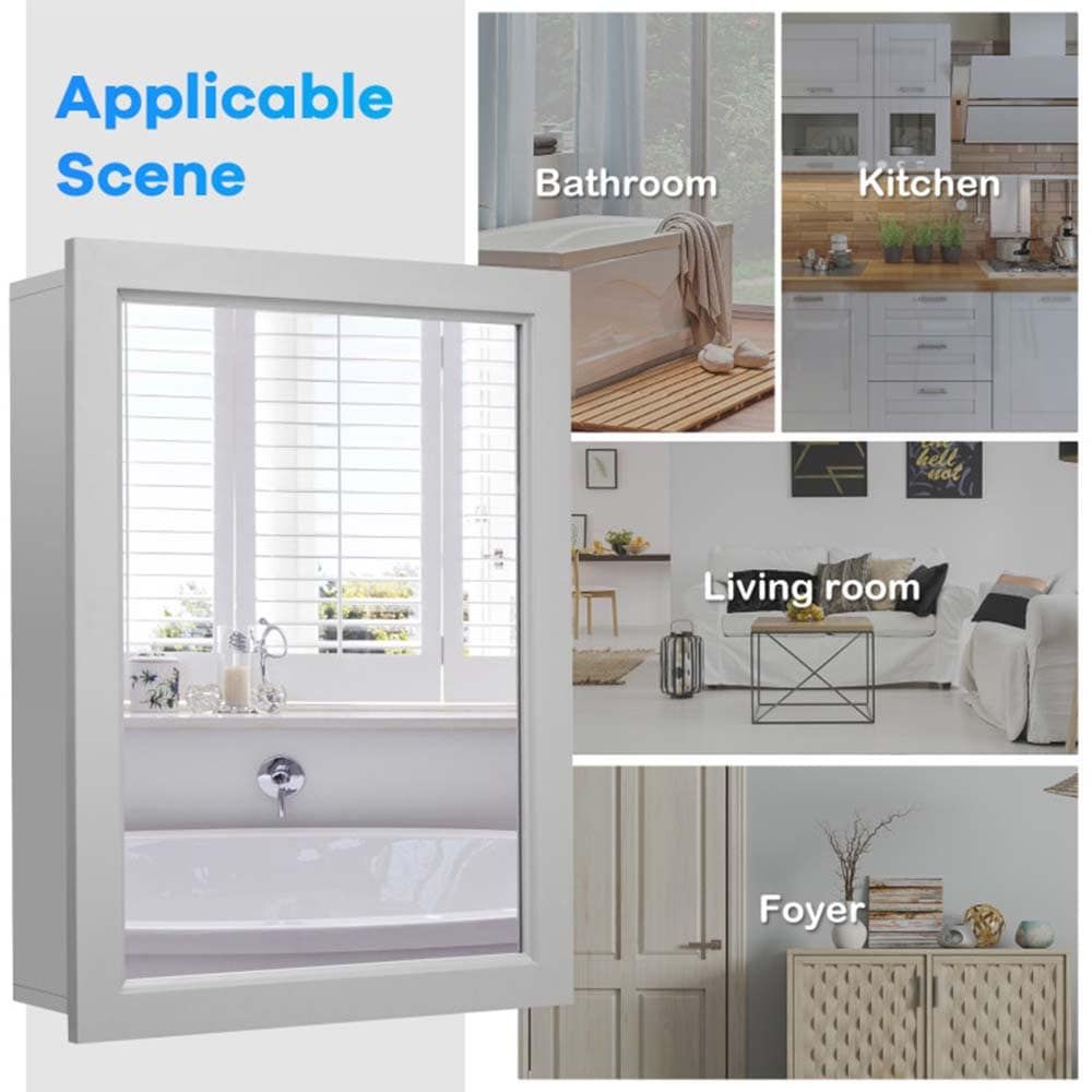 Mirrored Bathroom Medicine Cabinet with Single Door and Adjustable Shelf