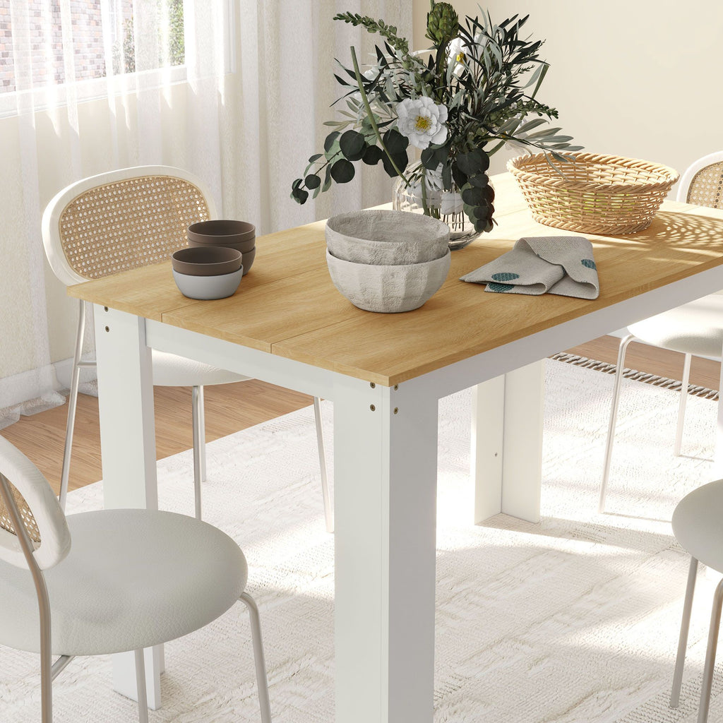 47" Dining Table for 4-6 People, Modern Rectangular Kitchen Table for Dining Room, Living Room, Oak and White