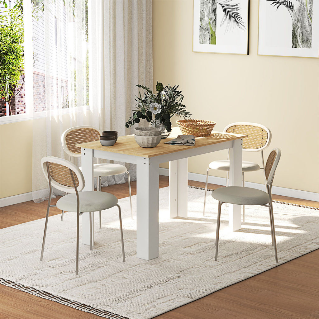 47" Dining Table for 4-6 People, Modern Rectangular Kitchen Table for Dining Room, Living Room, Oak and White