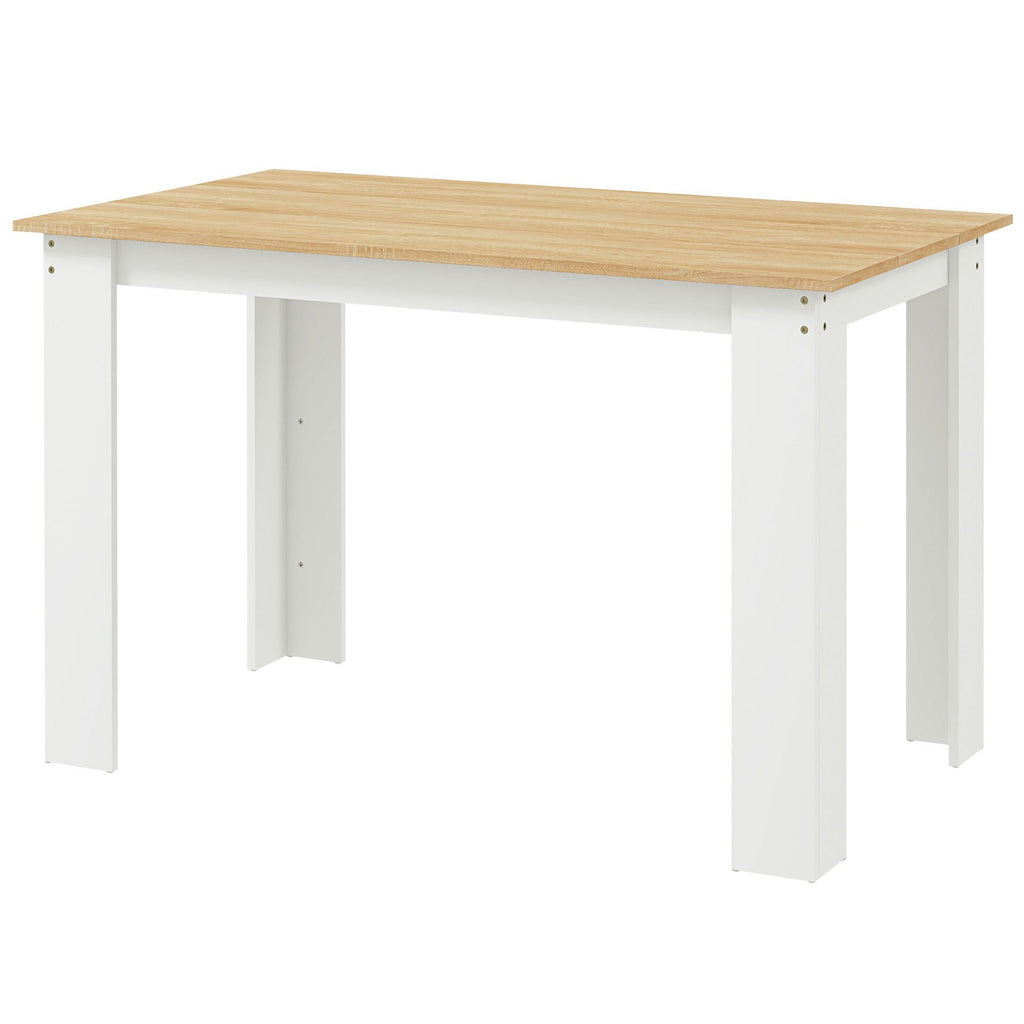 47" Dining Table for 4-6 People, Modern Rectangular Kitchen Table for Dining Room, Living Room, Oak and White