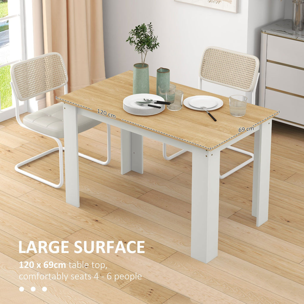 47" Dining Table for 4-6 People, Modern Rectangular Kitchen Table for Dining Room, Living Room, Oak and White