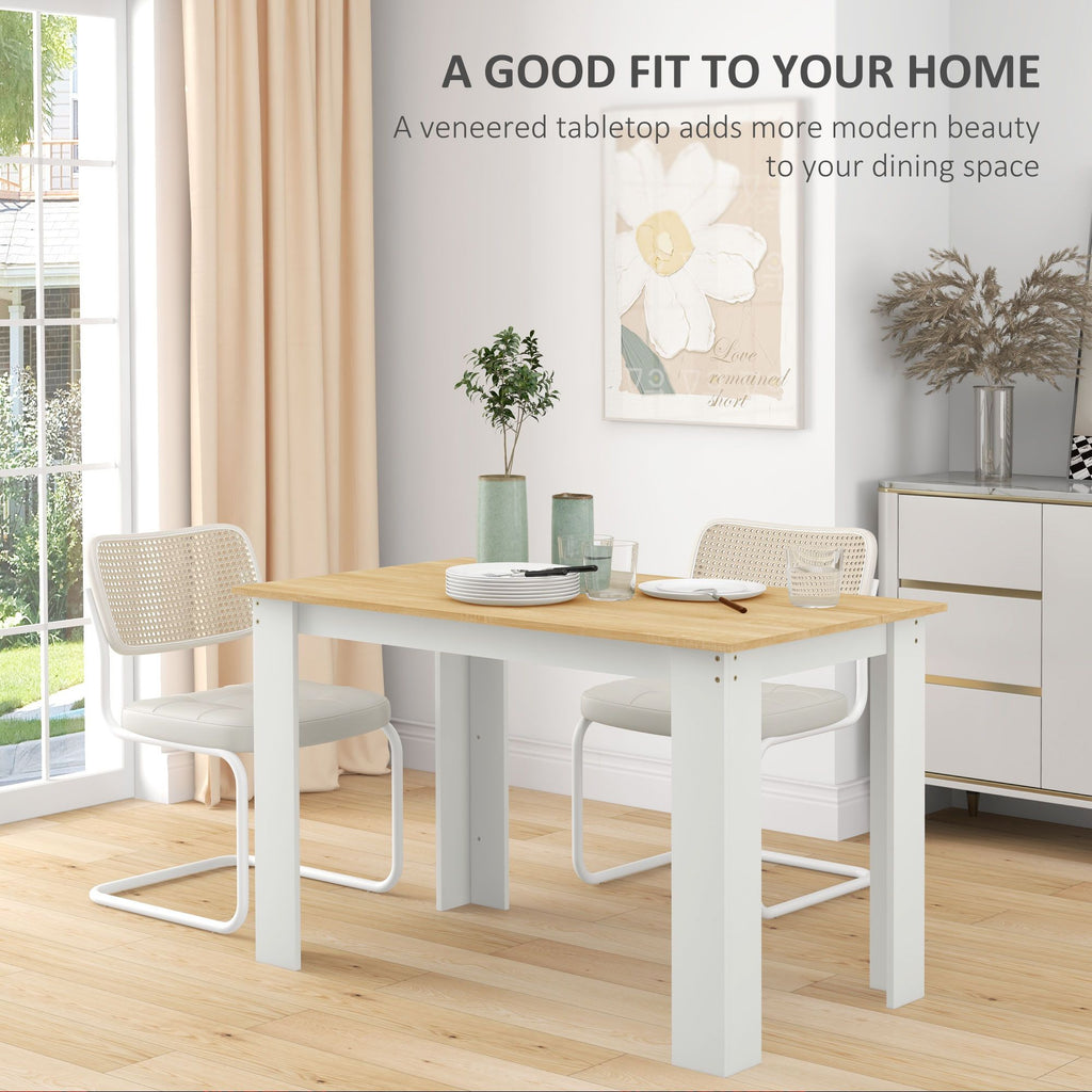 47" Dining Table for 4-6 People, Modern Rectangular Kitchen Table for Dining Room, Living Room, Oak and White