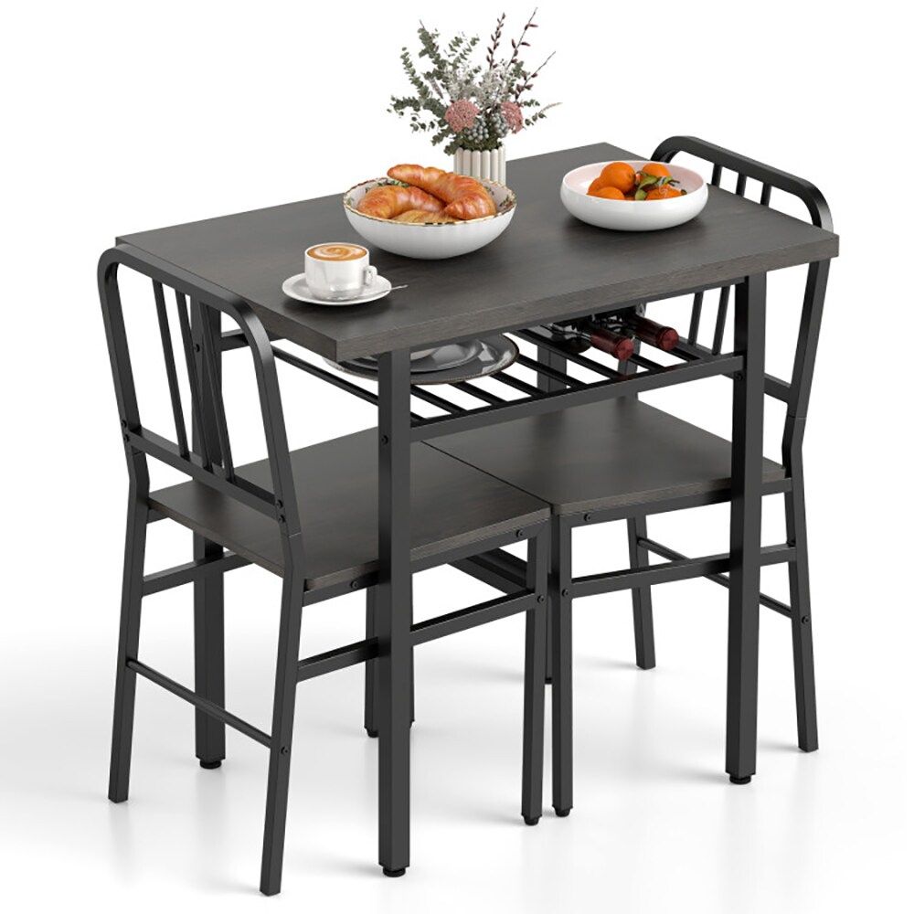 3-Piece Dining Table Set with Rectangular Kitchen Table and 2 Chairs for Kitchen, Dining Room, Breakfast Nook, or Restaurant
