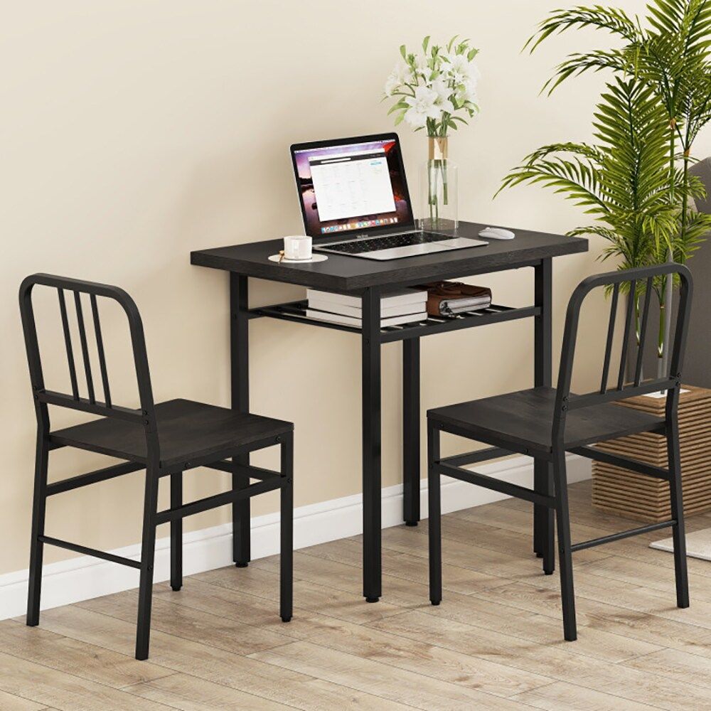 3-Piece Dining Table Set with Rectangular Kitchen Table and 2 Chairs for Kitchen, Dining Room, Breakfast Nook, or Restaurant