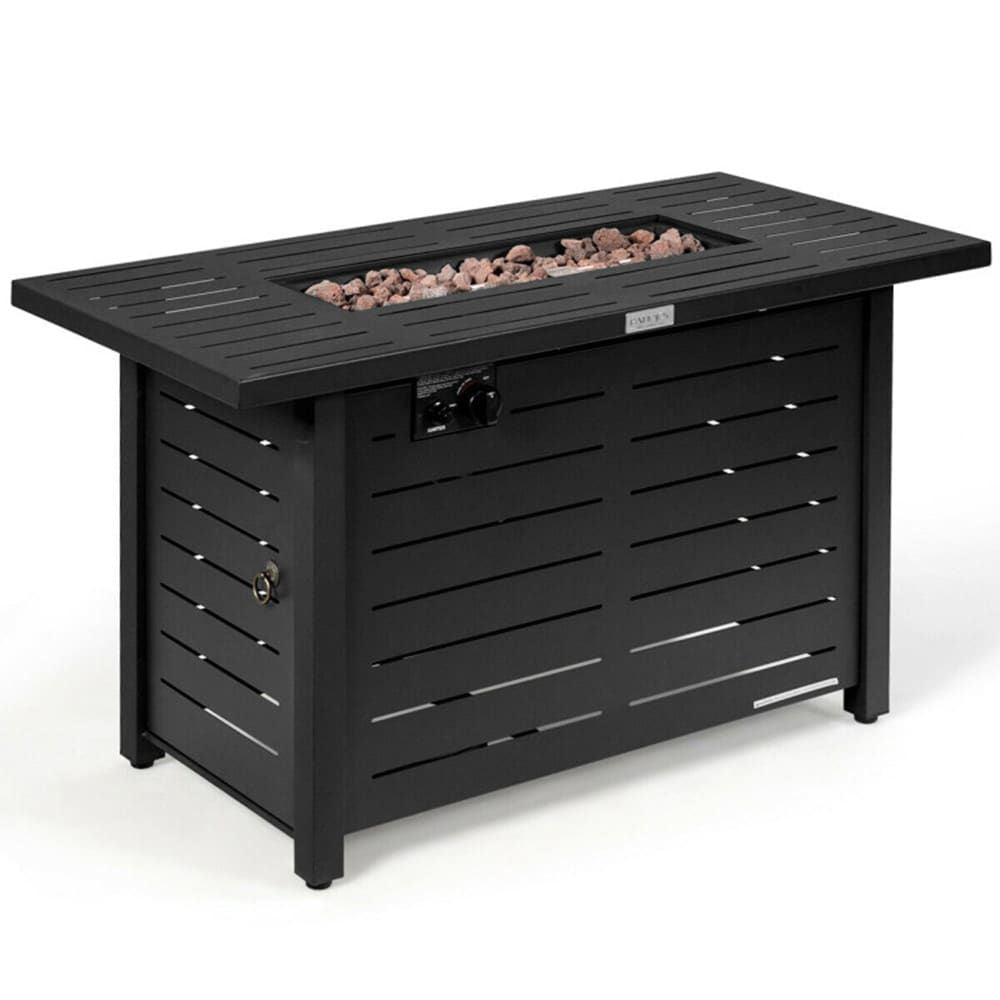 42 Inch 60,000 BTU Rectangular Propane Fire Pit Table with Waterproof Cover