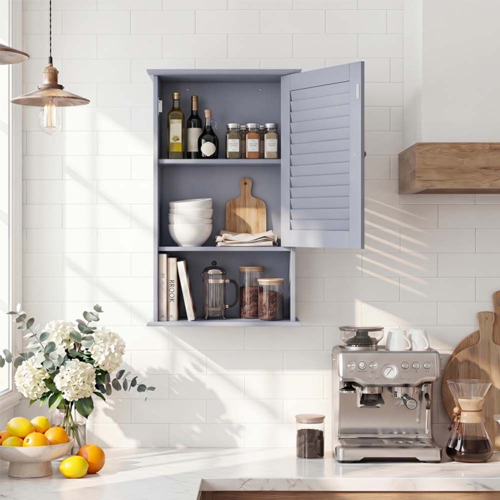 Bathroom Wall Mount Storage Cabinet Single Door with Height Adjustable Shelf