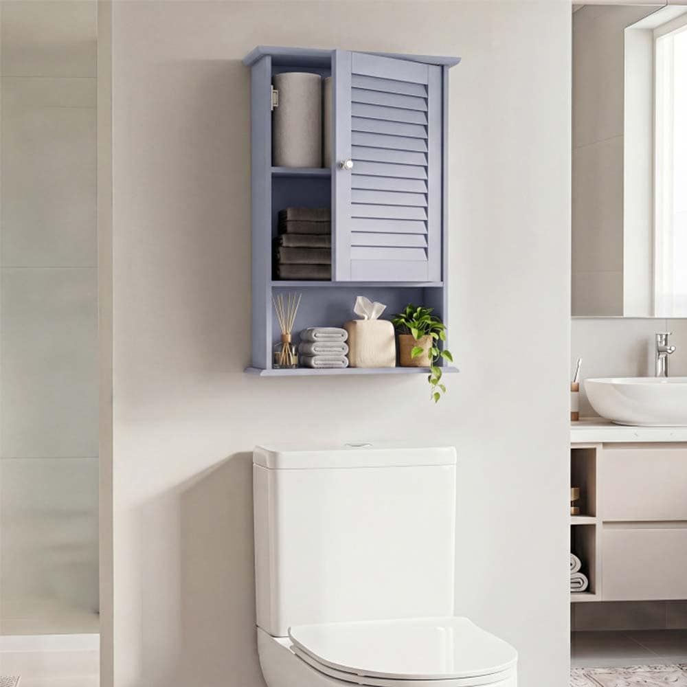 Bathroom Wall Mount Storage Cabinet Single Door with Height Adjustable Shelf