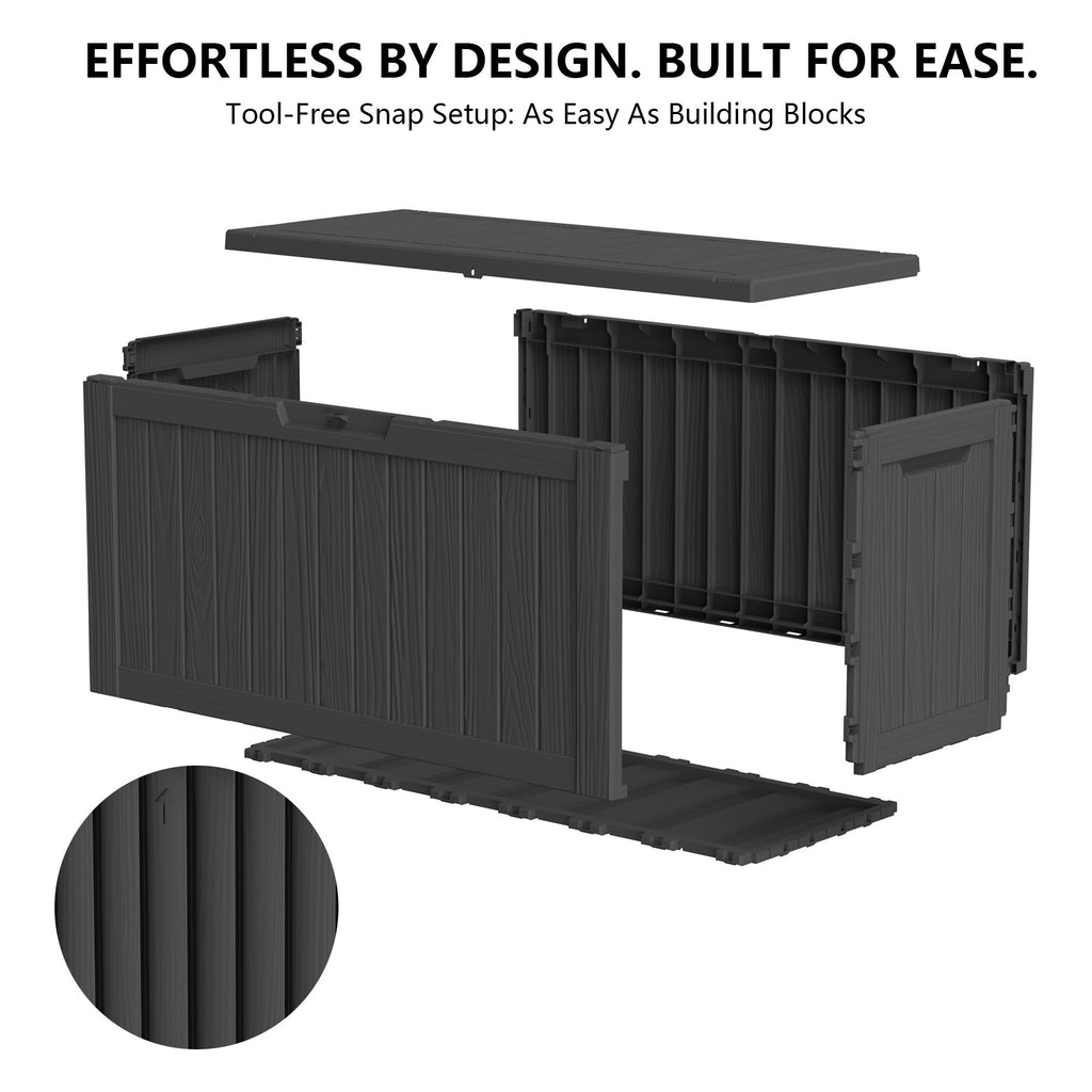 Outdoor Storage Box, Resin Deck Boxes Indoor and outdoor, Waterproof Storage Box Lockable Lid (Black, 80 Gallon)