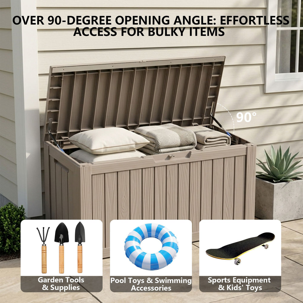 Outdoor Storage Box, Resin Deck Boxes Indoor and outdoor, Waterproof Storage Box Lockable Lid (Black, 80 Gallon)