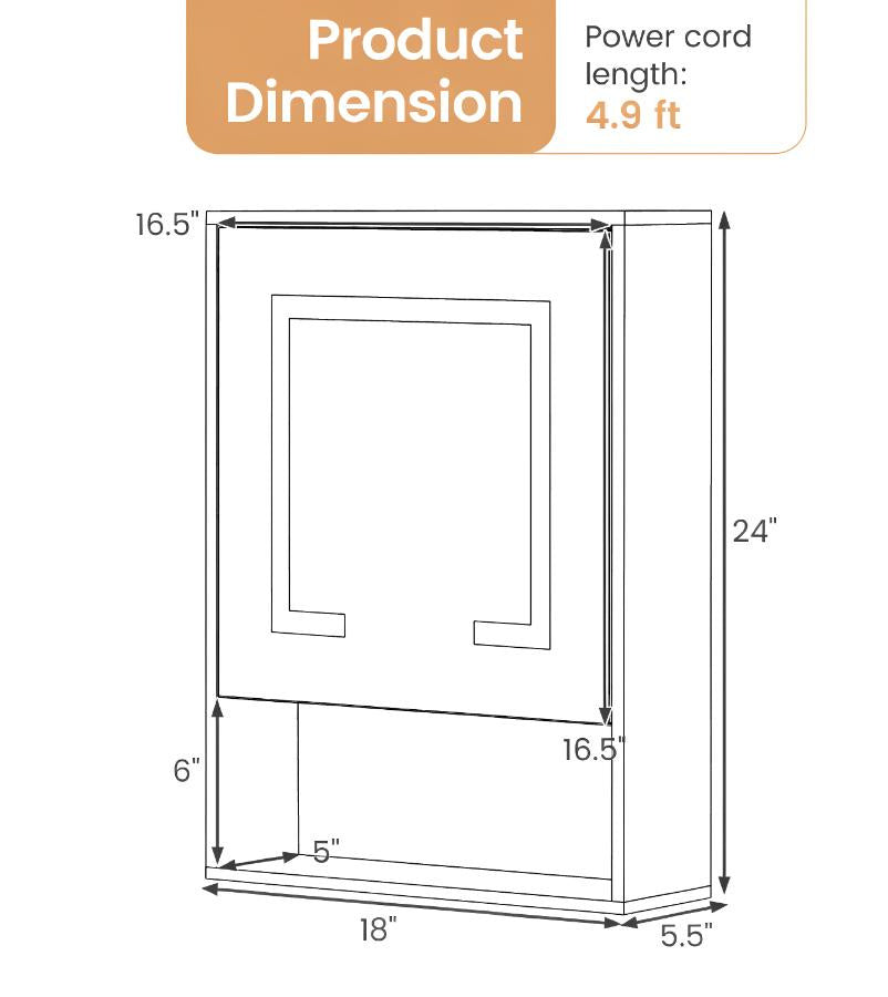 Recessed Or Wall Cabinet with Mirror 3 Color LED Lights  Bathroom Storage Organizer