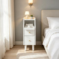 Wood Night Stand with Pull-out Tray And 2 Storage Drawers Bedroom Side Table