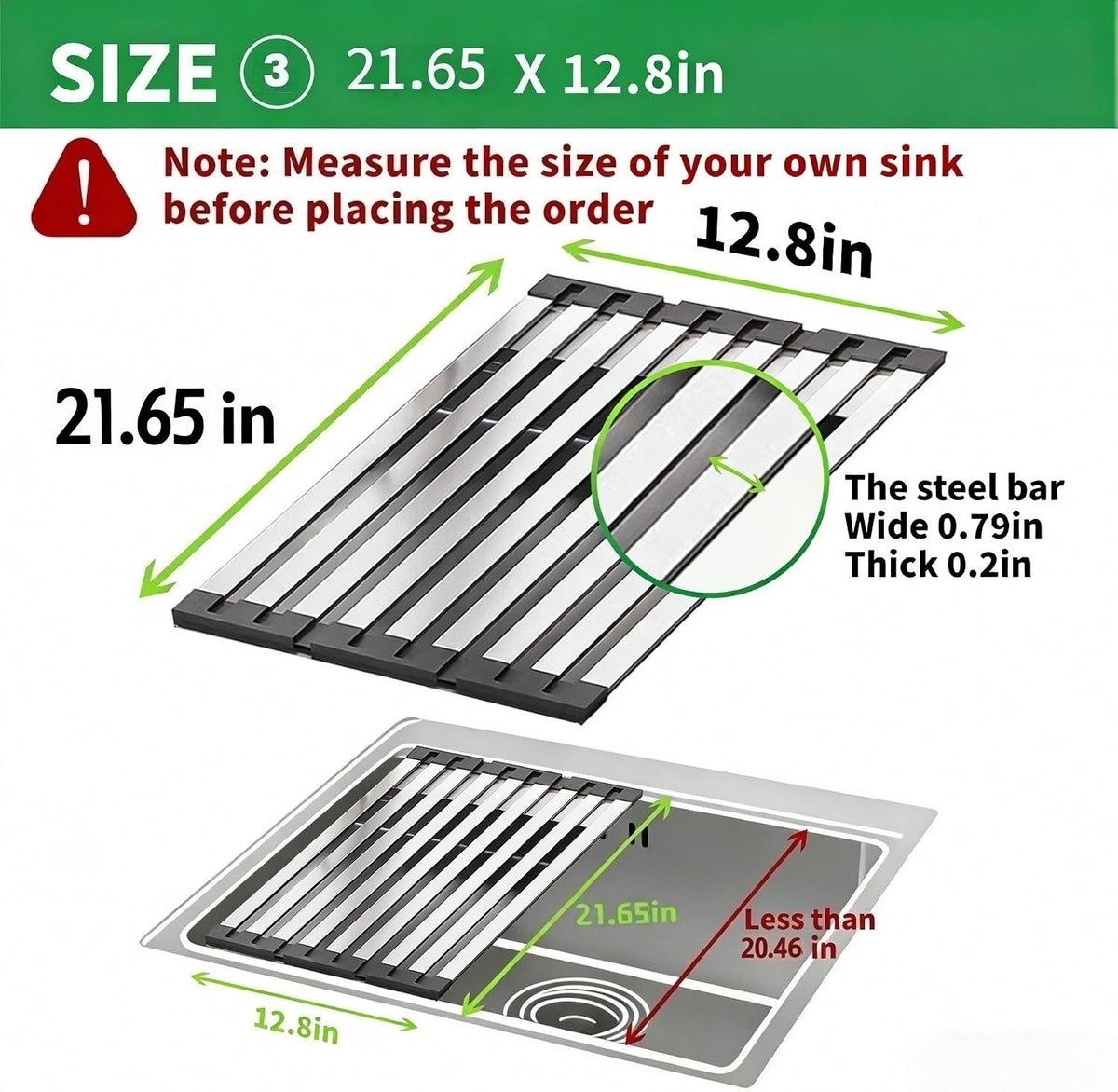 Over the Sink Kitchen Dish Drying Rack OrganizerStainless Steel Collapsible Non-Slip Space-Saving- Rust-Resistant Heat-Resistant Sturdy - Easy to Clean