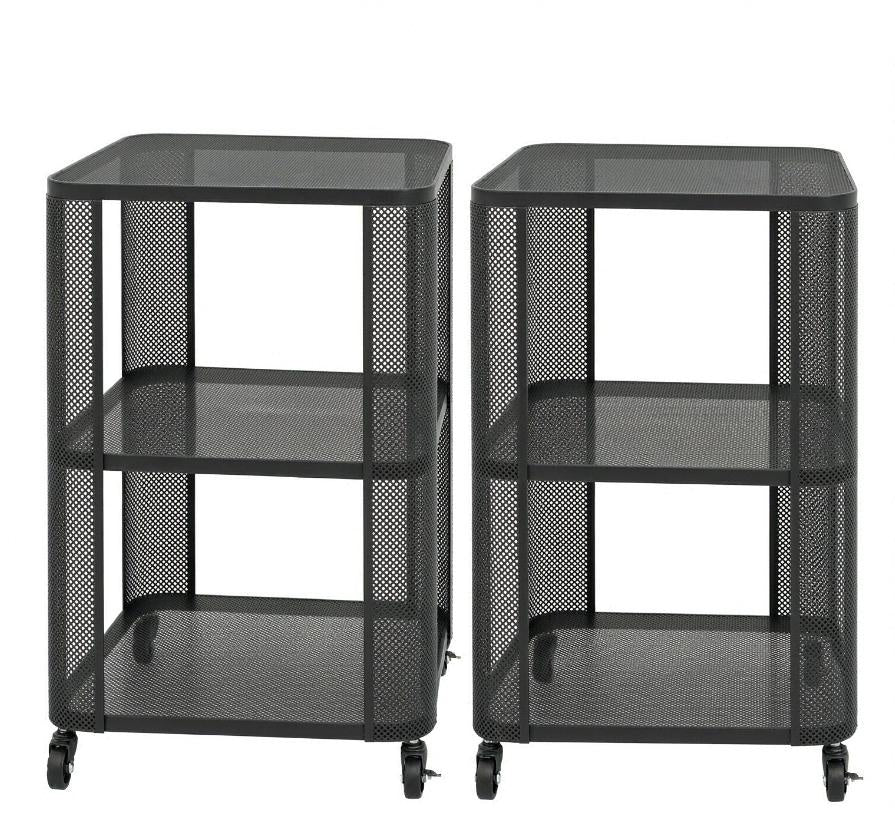 3-Tier Rolling End Table with Open Shelves Side Table -Two tables