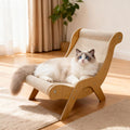 Large Sisal Cat Scratcher Chair for Indoor Cats, 20 Inch Lounge Bed Natural sisal, wood frame, large 24 inch lounge; for scratching, napping, stretching and sofa protection