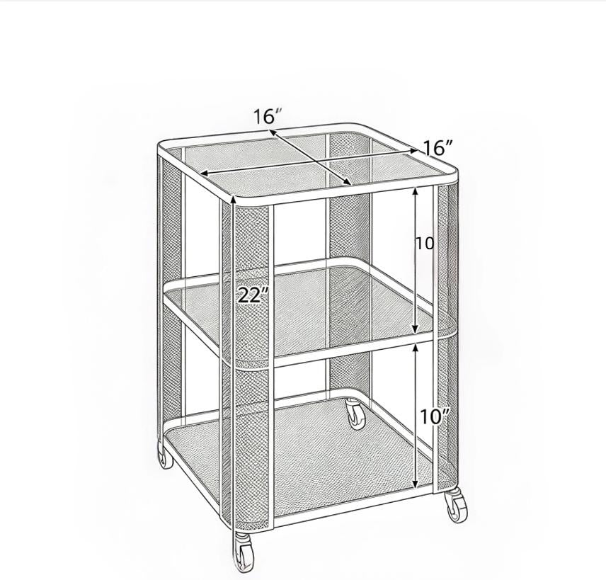 3-Tier Rolling End Table with Open Shelves Side Table with Wheels for Living Room Bedroom Rustic Industrial Style Coffee Table