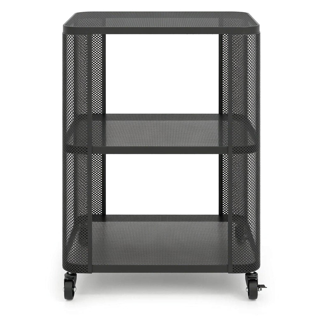 3-Tier Rolling End Table with Open Shelves Side Table with Wheels for Living Room Bedroom Rustic Industrial Style Coffee Table