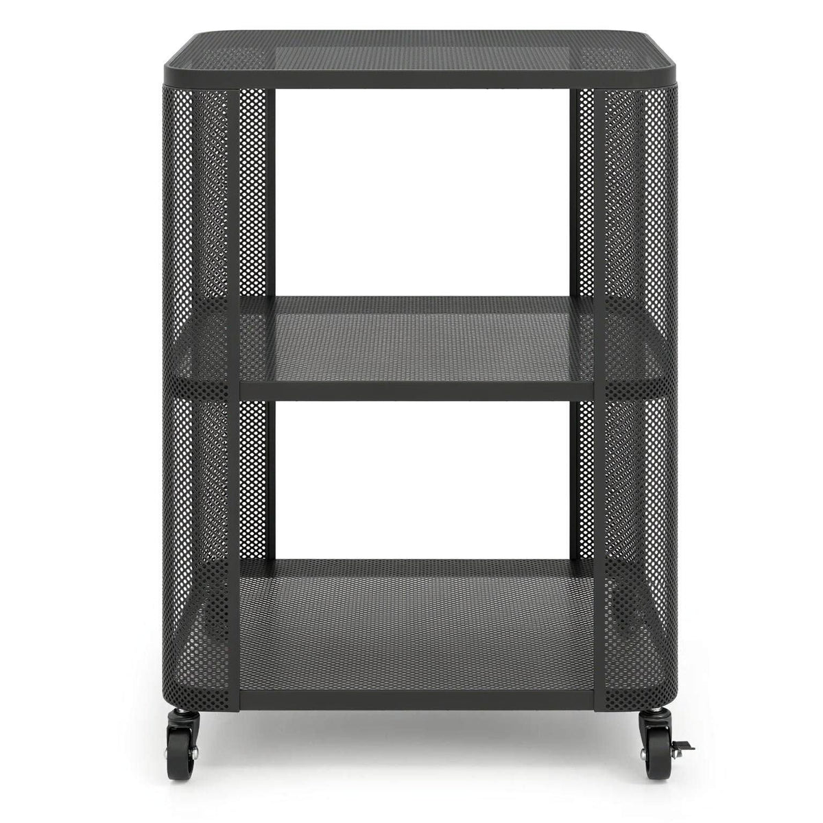 3-Tier Rolling End Table with Open Shelves Side Table with Wheels for Living Room Bedroom Rustic Industrial Style Coffee Table
