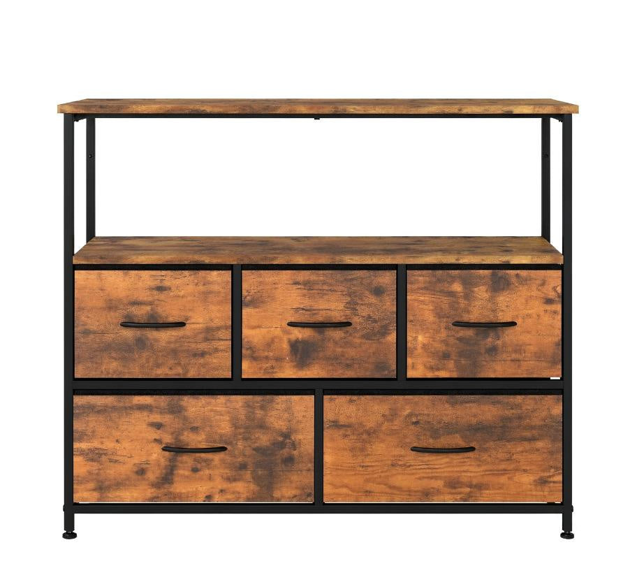 5-Drawer Fabric TV Stand Dresser Entertainment Center for 45 Inch TV - Living Room Storage Organizer